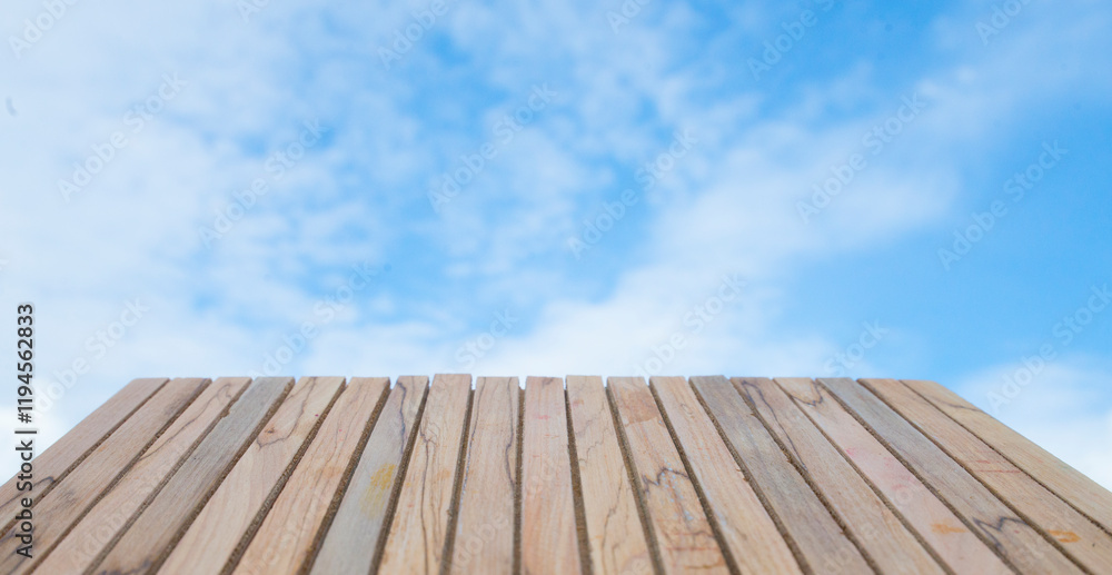 wooden floor and sky with empty foreground area wooden floor and sky with empty foreground area