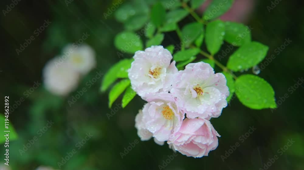 Springtime blooms of beautiful rose flowers in a lush garden setting Springtime blooms of beautiful rose flowers in a lush garden setting