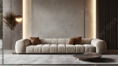 A spacious room with soft lighting and natural shadows.