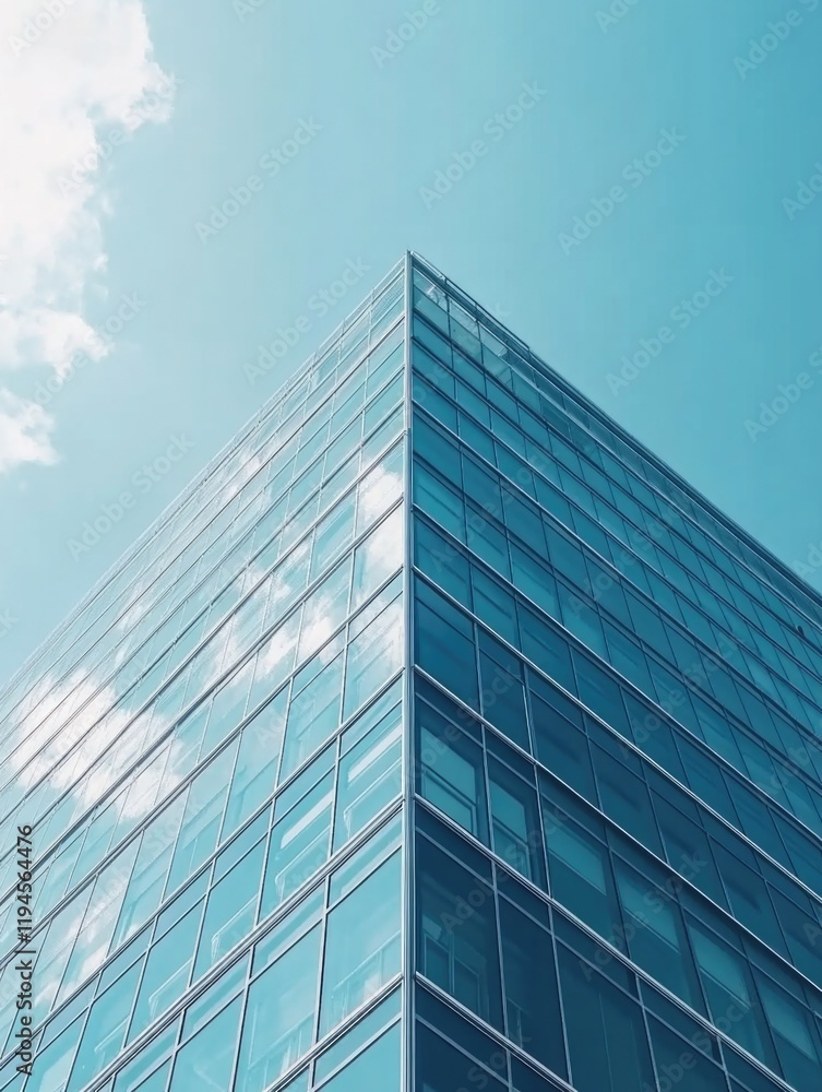 Striking Skyscraper against Bright Blue Striking Skyscraper against Bright Blue