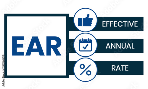 EAR - effective annual rate. acronym business concept. vector illustration concept with keywords and icons. lettering illustration with icons for web banner, flyer, landing page
