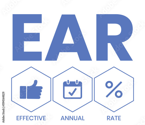 EAR - effective annual rate. acronym business concept. vector illustration concept with keywords and icons. lettering illustration with icons for web banner, flyer, landing page
