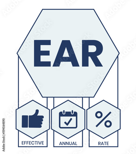 EAR - effective annual rate. acronym business concept. vector illustration concept with keywords and icons. lettering illustration with icons for web banner, flyer, landing page