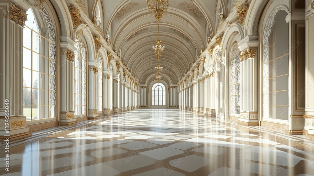 Palace Hallway Sunlight Marble Floor Palace Hallway Sunlight Marble Floor