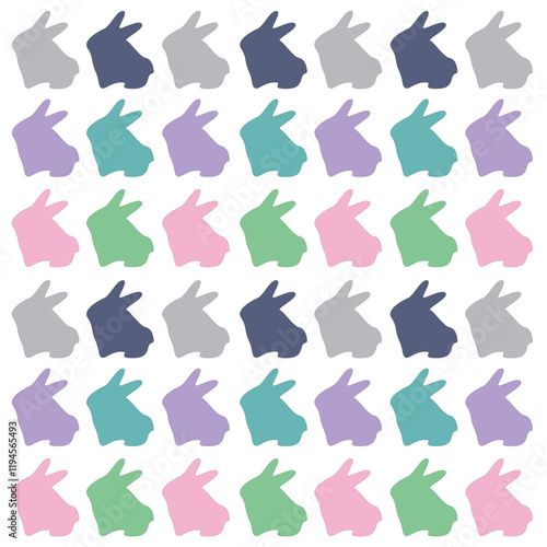 SPRING COLORFUL BUNNIES PATTERN TEXTURE BACKGROUND VECTOR