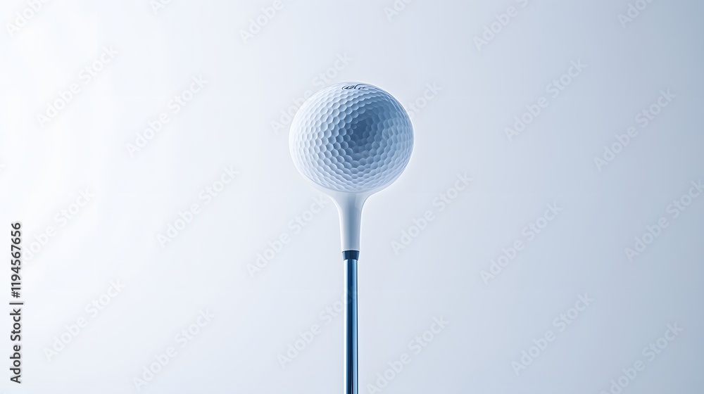 Golf ball resting on a tee ready for a drive Golf ball resting on a tee ready for a drive