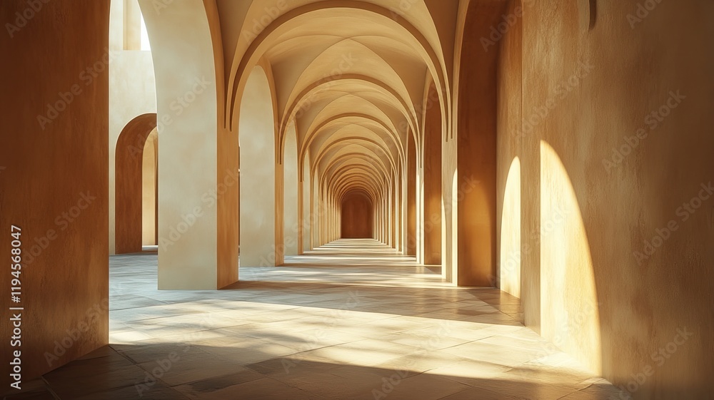 Fototapeta premium Sunlit Archway Corridor Interior Design (6)