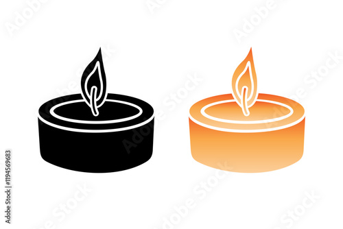 Tealight candle vector illustration set.