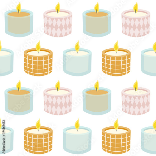 Seamless pattern with candle jars.