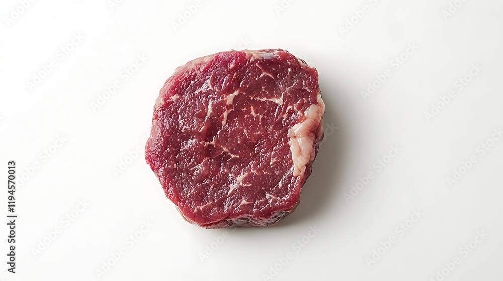 Fototapeta premium Full-frame view of a raw turkey cutlet, isolated on a white background, vibrant but natural coloring, suitable for culinary branding 