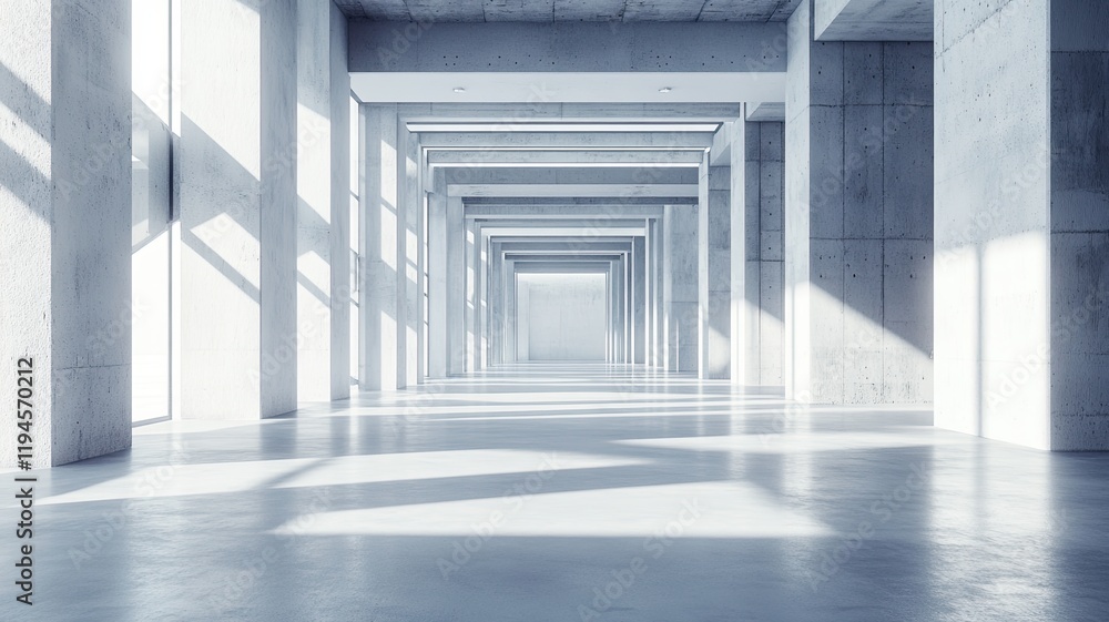 Sunlit Concrete Corridor, Modern Building Interior (4) Sunlit Concrete Corridor, Modern Building Interior (4)