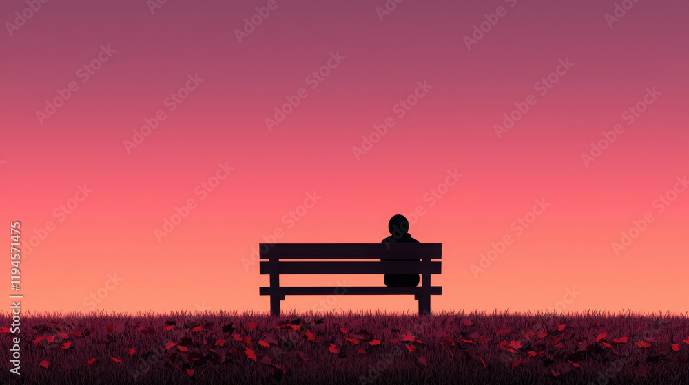 Silhouette of Solitude: A solitary figure sits on a park bench, lost in contemplation against a backdrop of a vibrant sunset. The image evokes a sense of quiet reflection. Silhouette of Solitude: A solitary figure sits on a park bench, lost in contemplation against a backdrop of a vibrant sunset. The image evokes a sense of quiet reflection.