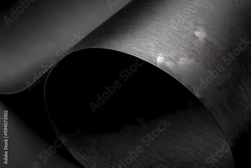 Abstract Black Textured Material Rolled Up photo