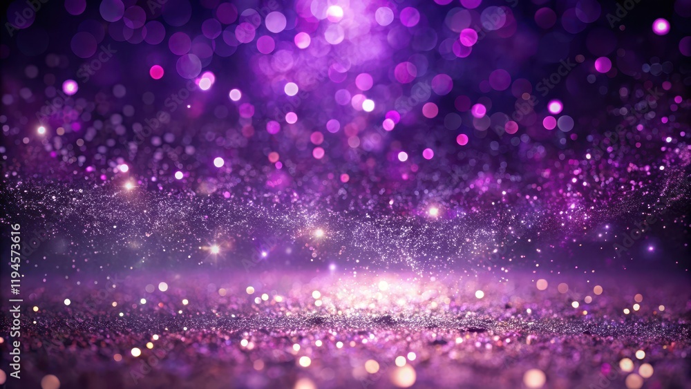 Sparkling purple glitter particles suspended in air on a dark stage with soft focus bokeh effect, creating a dreamy atmosphere , glowing particles, purple sparkles Sparkling purple glitter particles suspended in air on a dark stage with soft focus bokeh effect, creating a dreamy atmosphere , glowing particles, purple sparkles