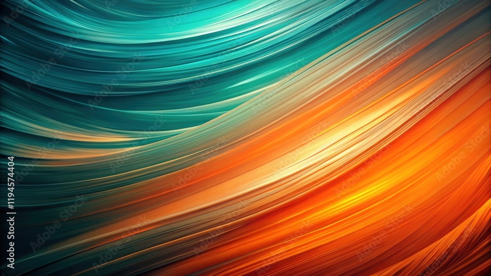 Naklejka premium Gradient background with vibrant orange and teal brushstrokes creating a dynamic abstract design that evokes feelings of energy and movement , brushstroke, gradient