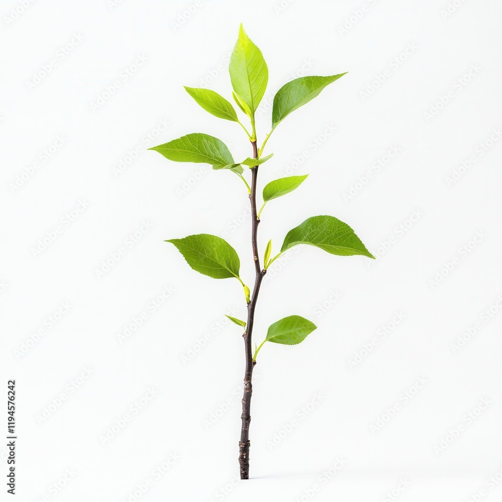 Fototapeta premium Young sprout, studio shot, growth, white background, eco