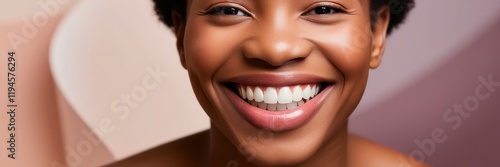 Wallpaper Mural African American woman with flawless skin and a bright smile, set against a pastel background. Beauty, confidence, positivity, and dental care concept. Copy space for text banner Torontodigital.ca