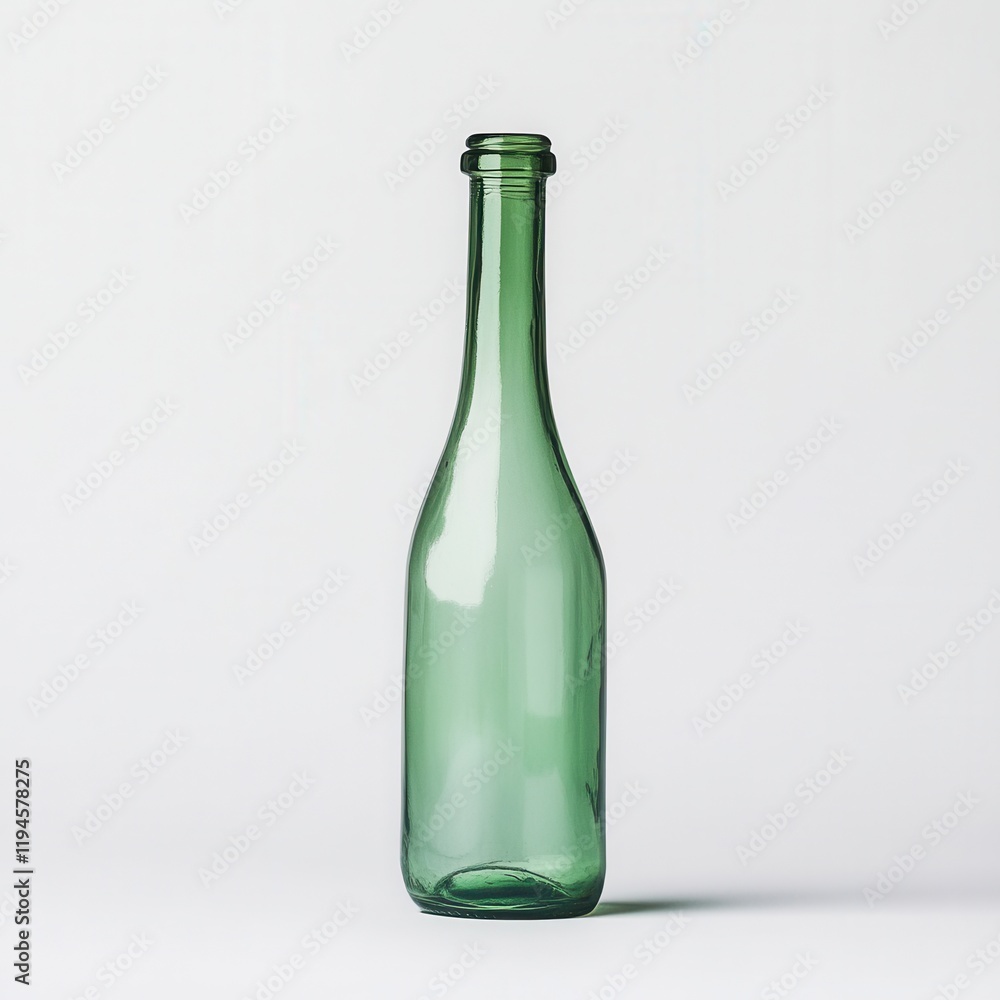 Green glass bottle studio shot, white background Green glass bottle studio shot, white background