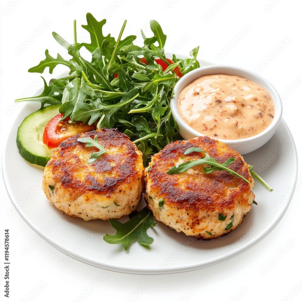 Crab Cakes with Remoulade Sauce and Arugula Salad Crab Cakes with Remoulade Sauce and Arugula Salad