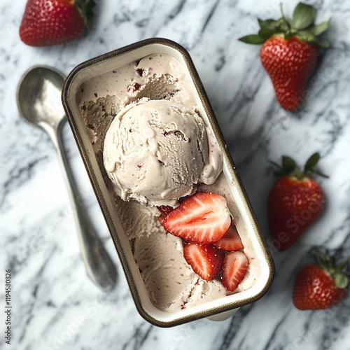 Pallina di gelato alla fragola. photo