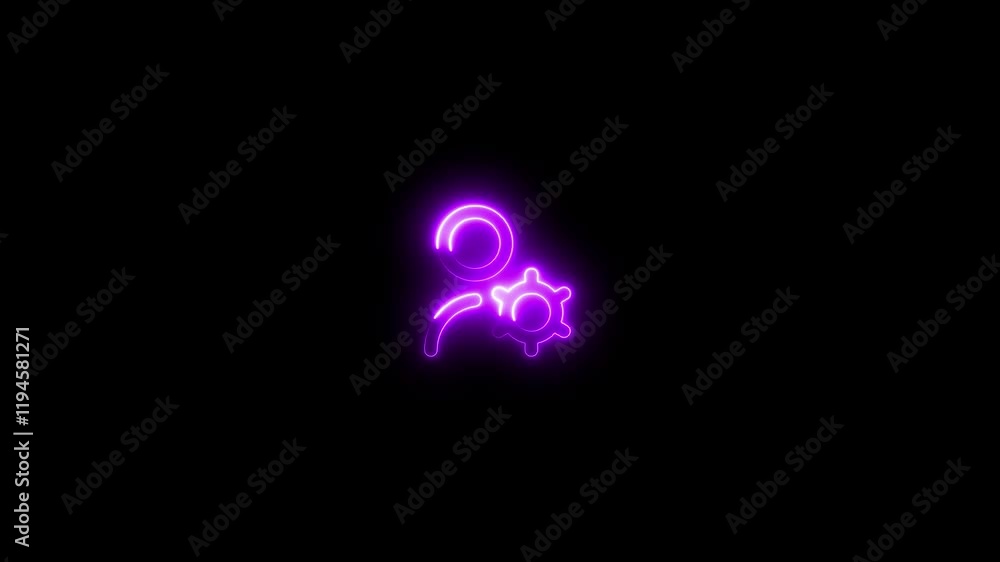 Neon player settings icon cyan purple color glowing animation black background Neon player settings icon cyan purple color glowing animation black background