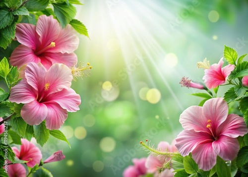 Long Exposure Hibiscus Border: Vibrant Pink Blossom PNG