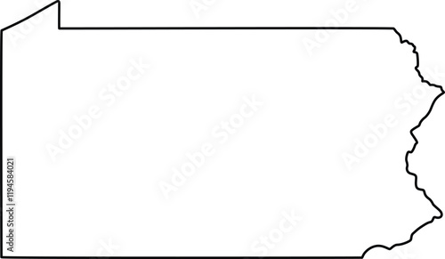 Outline Map of Pennsylvania State with Clear Boundaries for Visual Projects