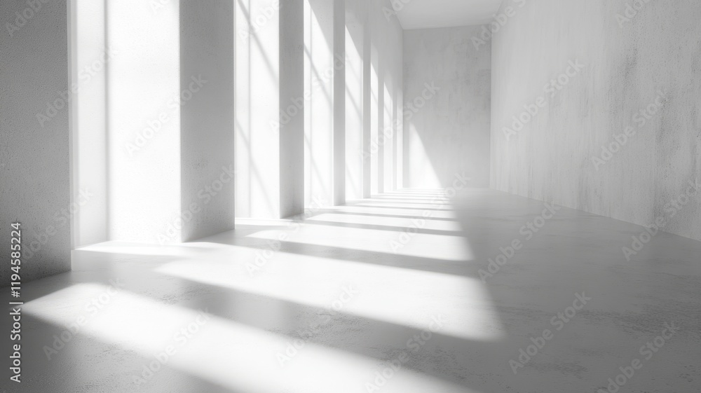 Obraz premium Sunlit Minimalist Concrete Corridor Interior