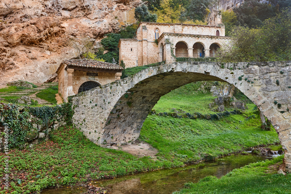 Fototapeta premium Picturesque scenic medieval village in Burgos. Castilla y Leon. Spain