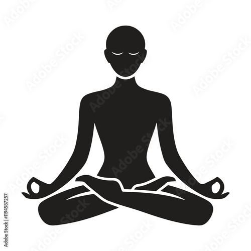 create a serene and modern yoga icon featuring a stylized silhouette of a woman in a dynamic yoga pose