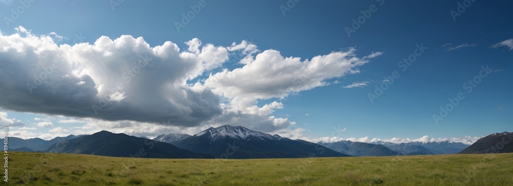Fototapeta premium there is a large field with a mountain in the background