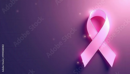 A sleek and minimalistic World Cancer Day banner featuring a soft purple gradient with a glowing cancer ribbon.