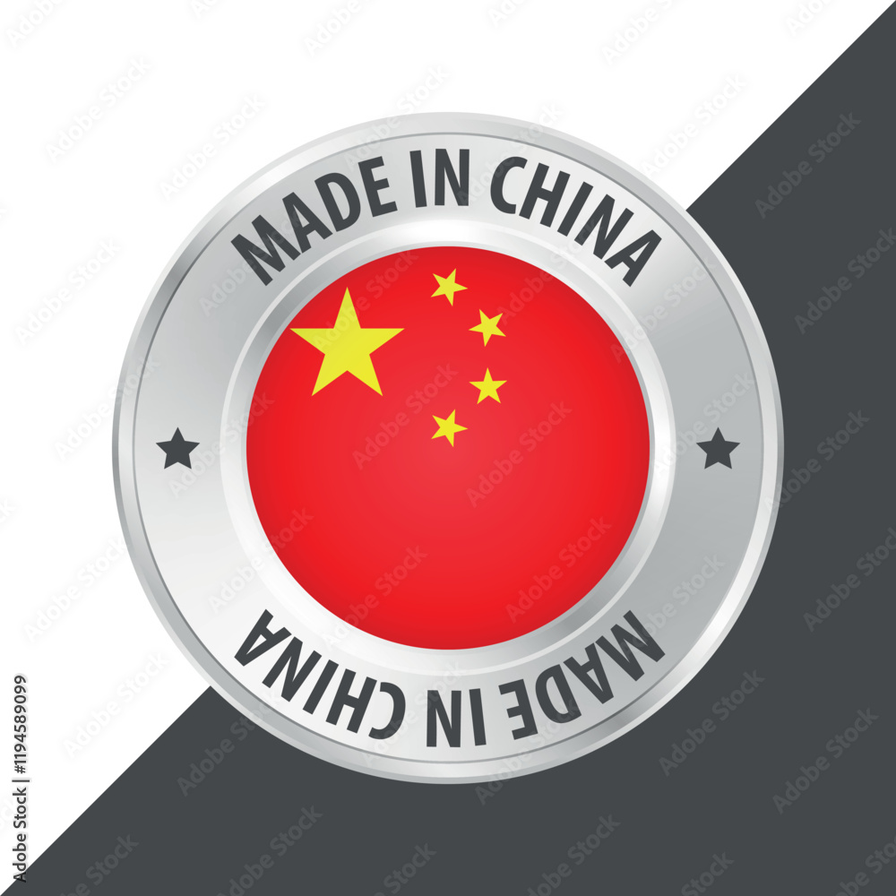 Made in China badge logo flag sticker 3d vector illustration isolated on white Made in China badge logo flag sticker 3d vector illustration isolated on white