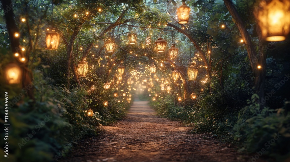 Obraz premium Enchanted Forest Path: A Magical Nighttime Journey