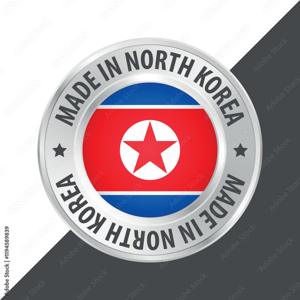 Made in North Korea badge logo flag sticker 3d vector illustration isolated on white Made in North Korea badge logo flag sticker 3d vector illustration isolated on white