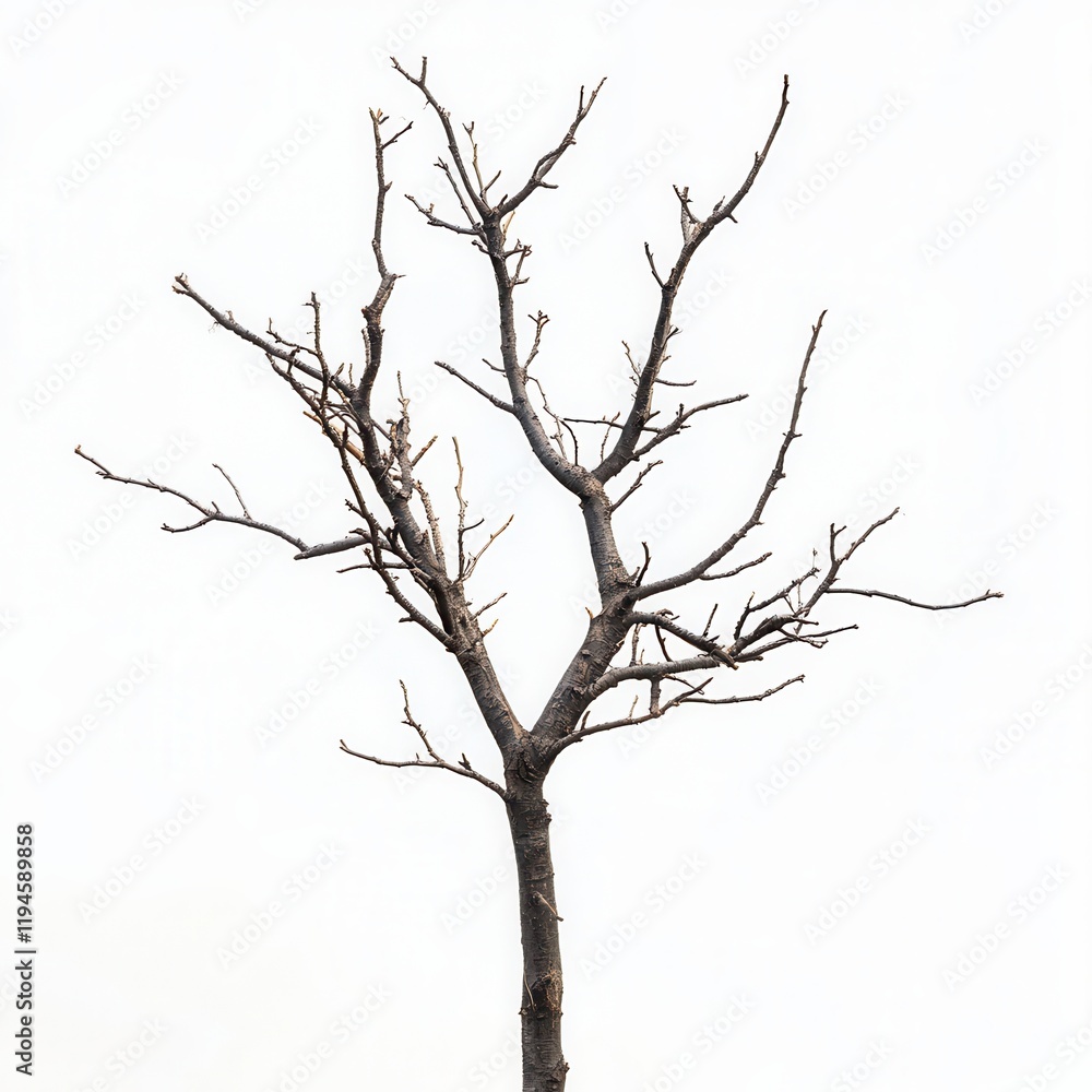 Bare tree, white background, winter, design element