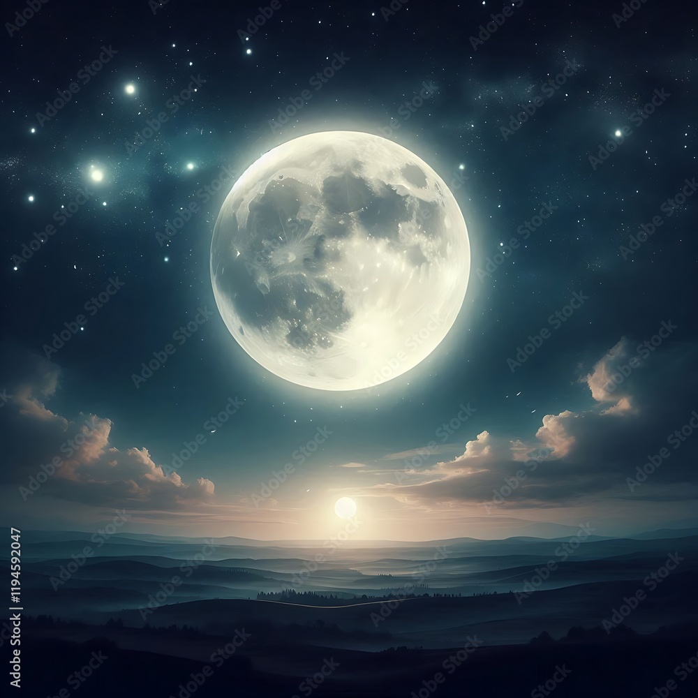 Fototapeta premium The twilight evening moon