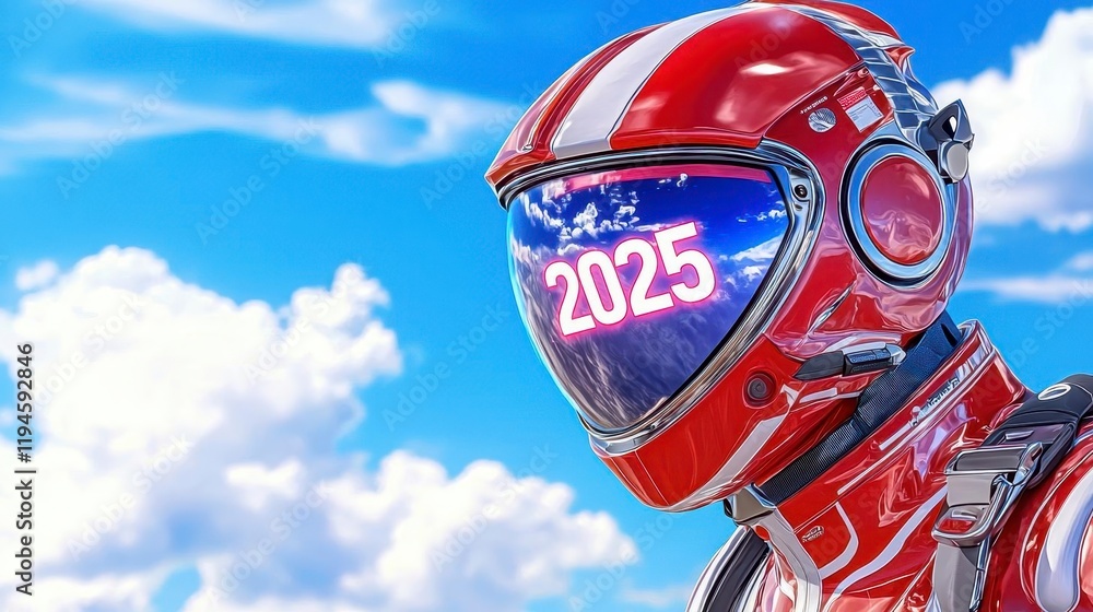 Fototapeta premium A photostock of a futuristic astronaut walking on an alien planet with glowing 