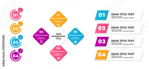 set of colored infographic templates your information in signs and paragraphs with different color gradient