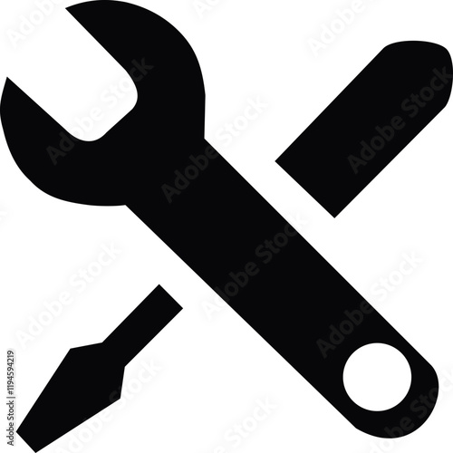 Wrench and screwdriver icon isolated on white background. repair tool icons set