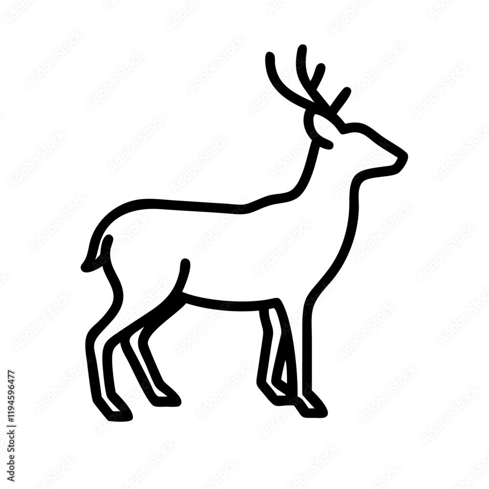 Fototapeta premium deer silhouette icon, deer silhouette line art - simple line art of deer silhouette, perfect for deer silhouette logos and icons and themed design 