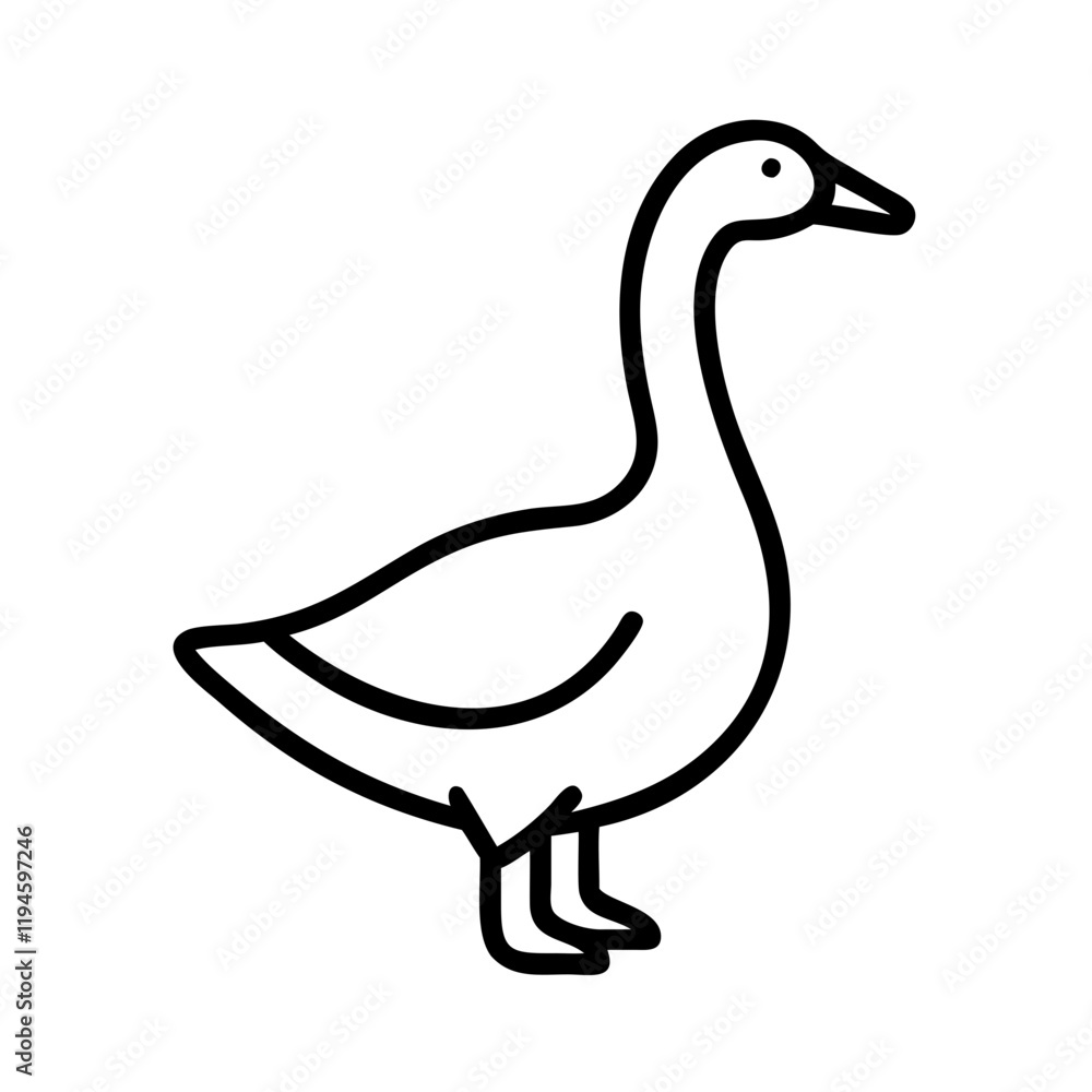 Fototapeta premium goose silhouette icon, goose silhouette line art - simple line art of goose silhouette, perfect for goose silhouette logos and icons and themed design 