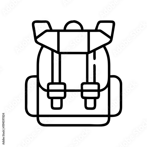 hunting backpack icon, hunting backpack line art - simple line art of hunting backpack, perfect for hunting backpack logos and icons and themed design  photo