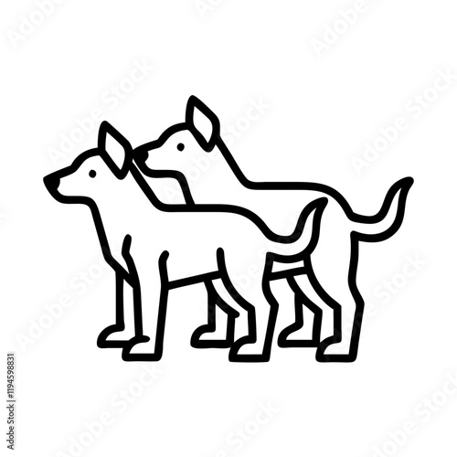 pack of hunting dogs icon, pack of hunting dogs line art - simple line art of pack of hunting dogs, perfect for pack of hunting dogs logos and icons and themed design  photo