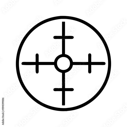 rifle scope crosshairs icon, rifle scope crosshairs line art - simple line art of rifle scope crosshairs, perfect for rifle scope crosshairs logos and icons and themed design 