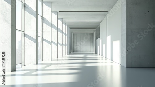 Wallpaper Mural Sunlit Modern Concrete Corridor (2) Torontodigital.ca