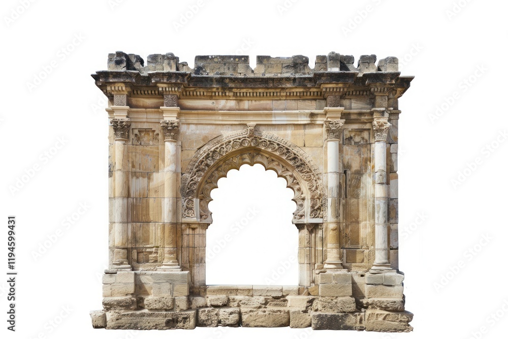 Obraz premium Moorish arch architecture white background weathered.