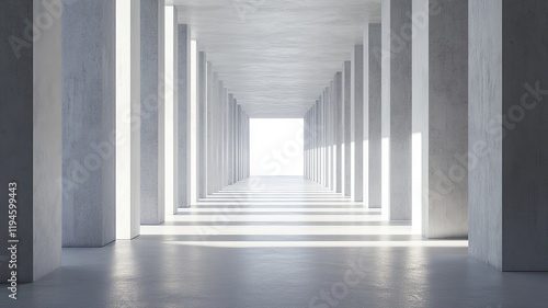 Sunlit Concrete Corridor Architecture Design