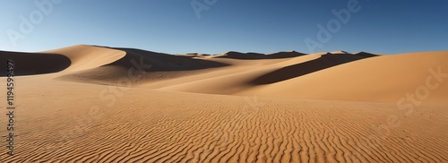 araffes in the desert with sand dunes and blue sky