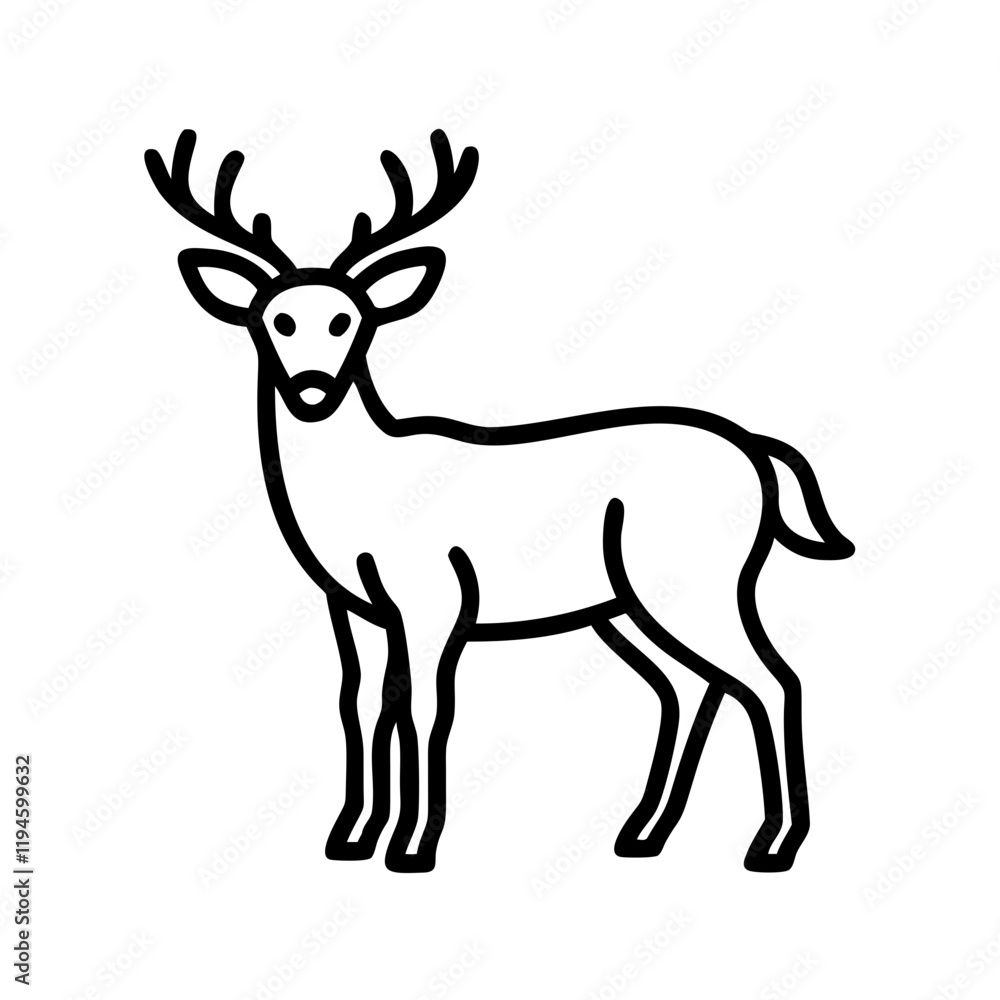 Fototapeta premium whitetail deer icon, whitetail deer line art - simple line art of whitetail deer, perfect for whitetail deer logos and icons and themed design 